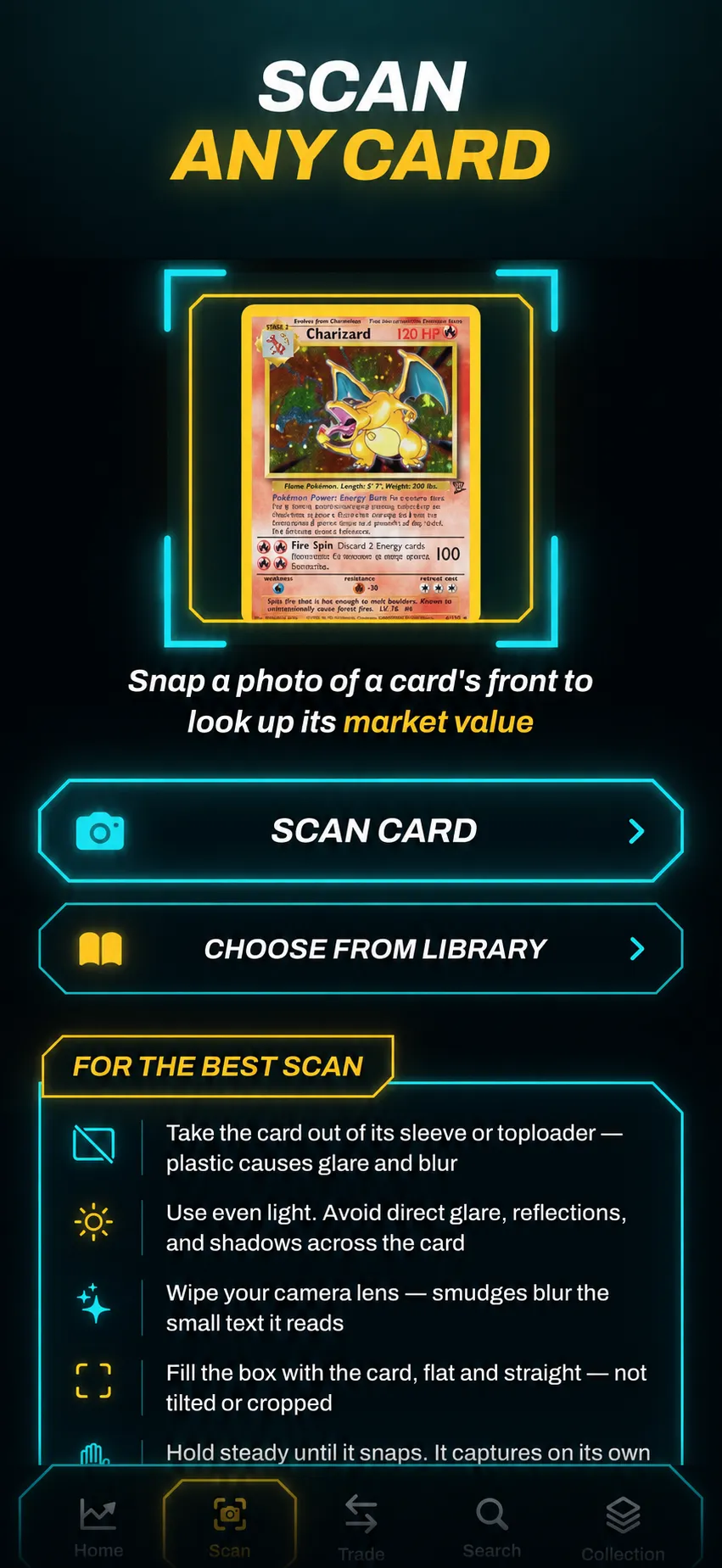 Hyper Rare Pokémon card scanner screen